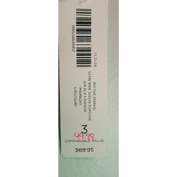 Chico's Women's 3, 16/18 Tie Waist Adjustable Button 3/4 Sleeve Midnight - Picture 8 of 8